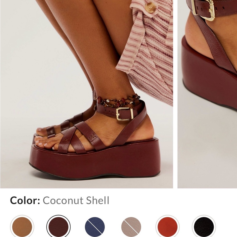 Free People Coconut Shell Platform Sandals